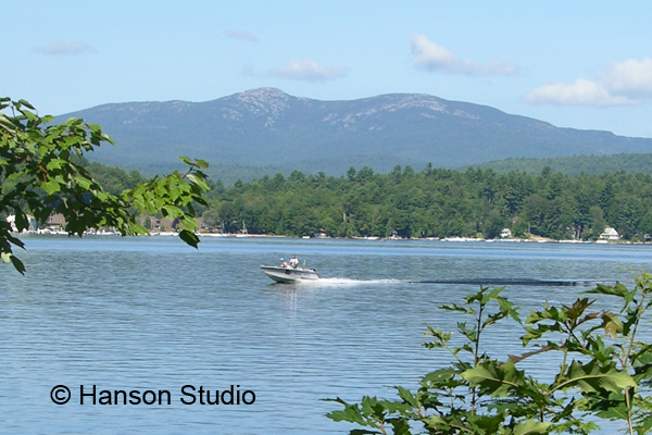 Newfound Lake, NH - Mt. Cardigan and Boat